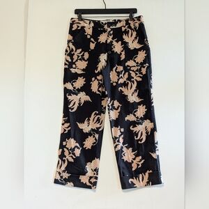 Scotch & Soda Black & Peach Tan Floral Pants Trousers Women's Large Pants Flower